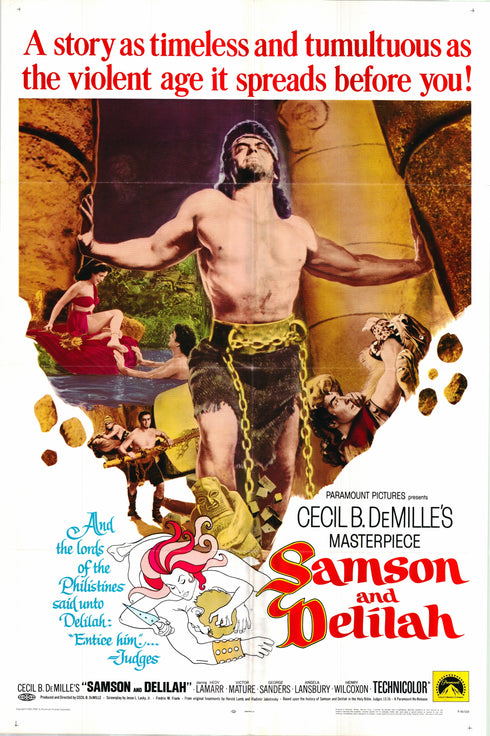 samson and delilah 1968R one sheet poster folded