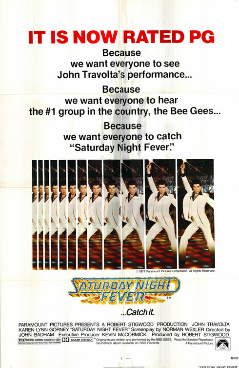 saturday night fever 1977 one sheet poster folded