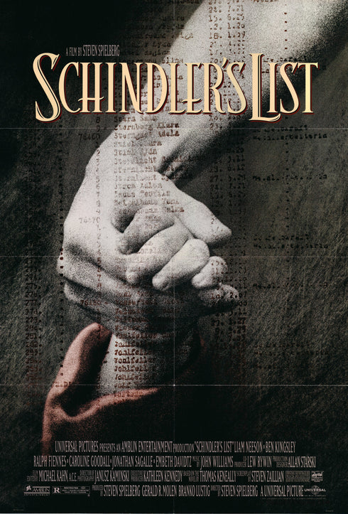 schindler's list 1993 one sheet poster folded
