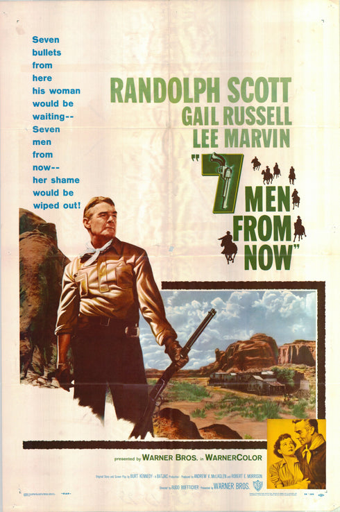 7 men from now 1956 one sheet poster folded