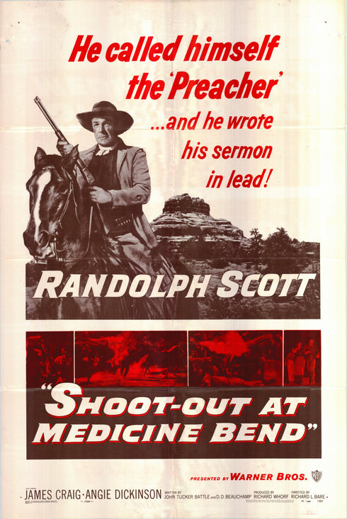 shoot out at medicine bend 1957 one sheet poster folded
