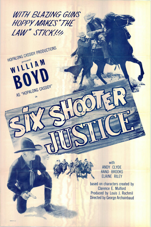 six shooter justice 1955R one sheet poster folded