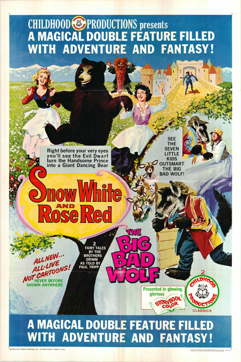 snow white and rose red the big bad wolf 1966 one sheet poster folded