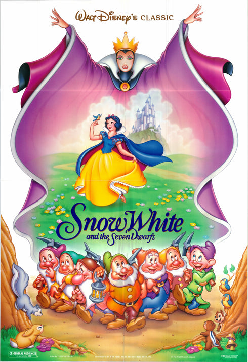 snow white and the seven dwarfs 1993R one sheet poster folded