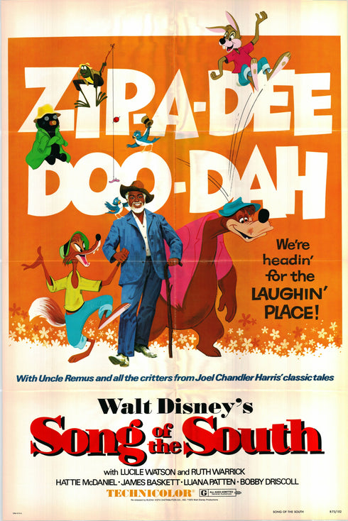 song of the south 1973R one sheet poster folded
