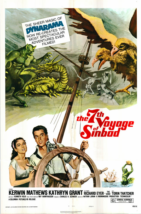 the 7th voyage of sinbad 1975R style b one sheet poster folded