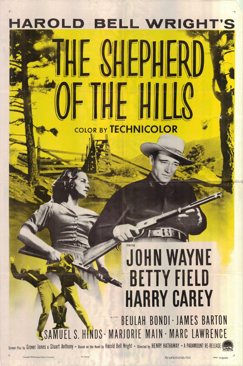 the shepherd of the hills 1955R one sheet poster folded