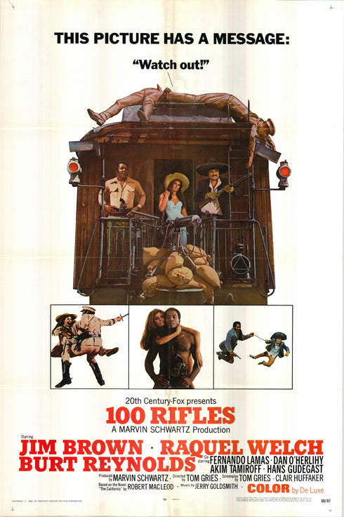 100 rifles 1969 one sheet poster folded