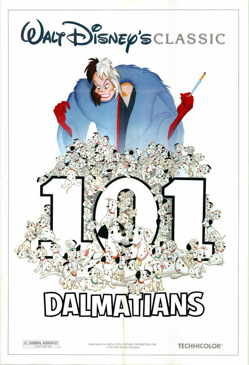 101 dalmatians 1985R one sheet poster folded