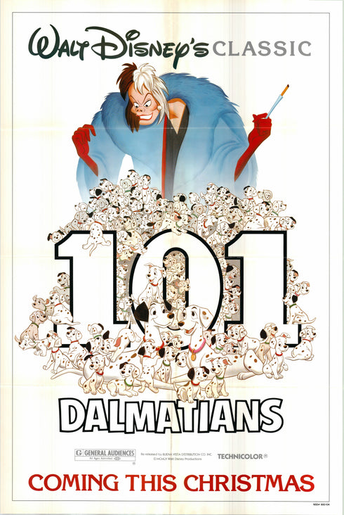 101 dalmatians 1985R advance one sheet poster folded