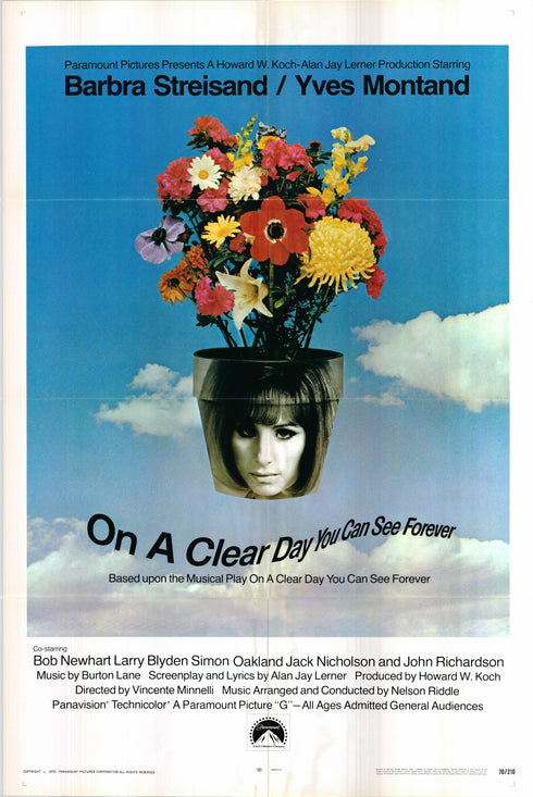 on a clear day you can see forever 1970 one sheet poster folded