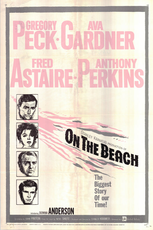 on the beach 1959 one sheet poster folded