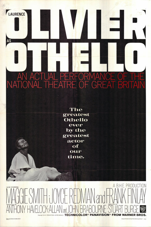 othello 1966 one sheet poster folded