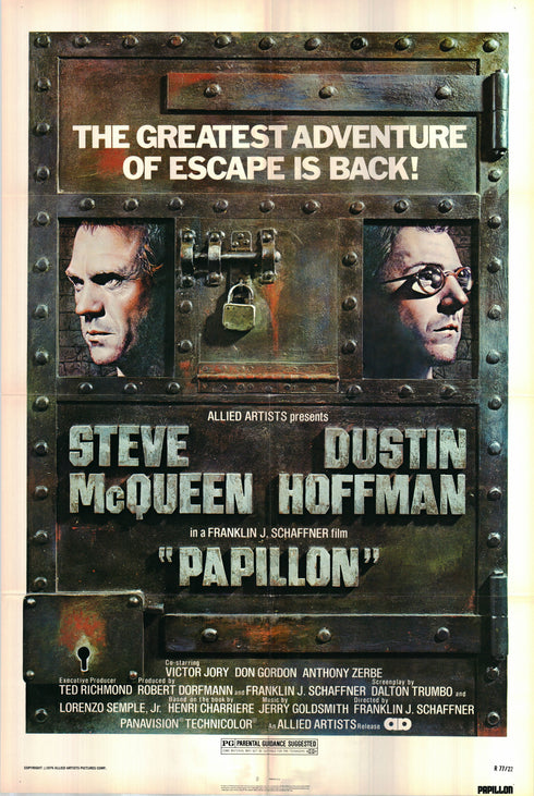 papillon 1977R one sheet poster folded
