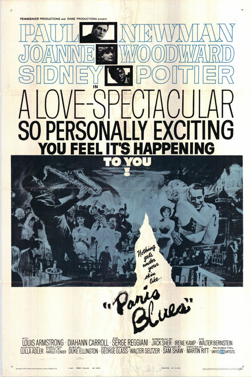 paris blues 1961 one sheet poster folded