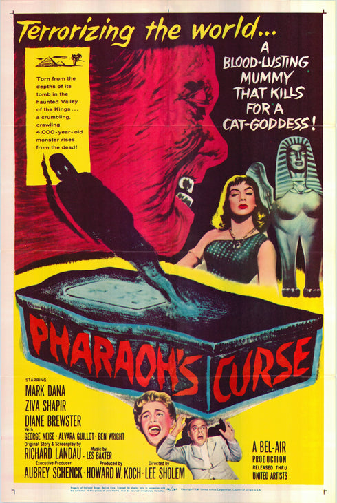 pharaoh's curse 1956 one sheet poster folded