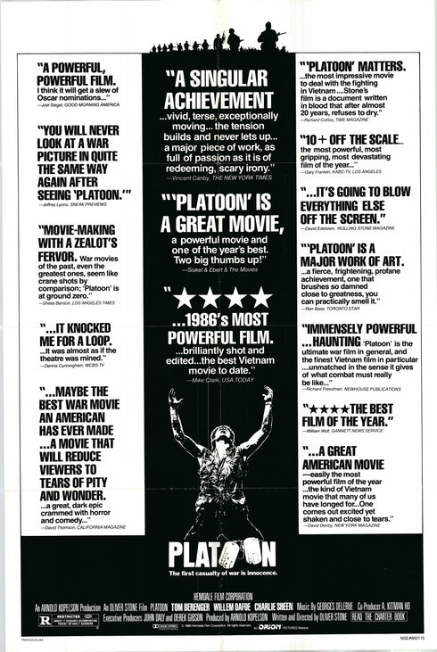platoon 1986 style b - reviews - one sheet poster folded