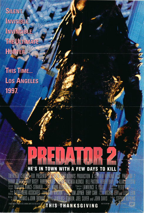 predator 2 1990 one sheet poster folded