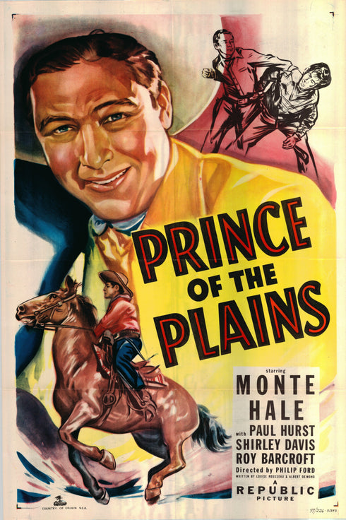 prince of the plains 1949 one sheet poster folded