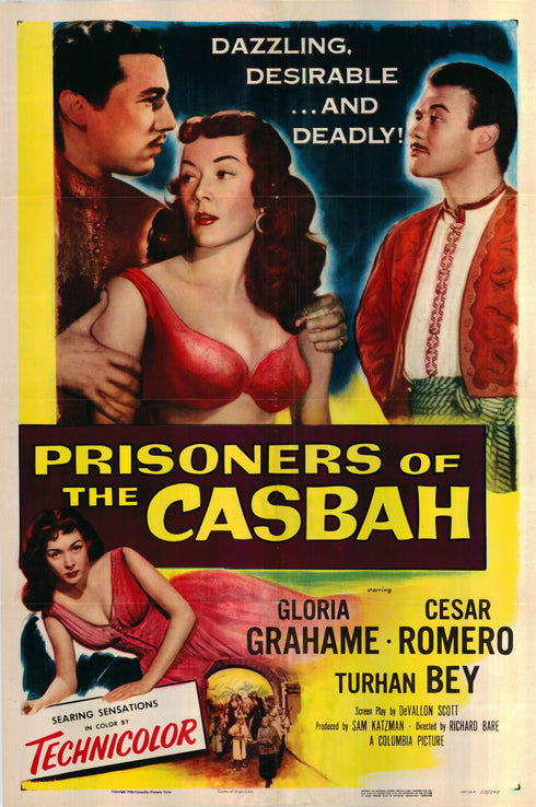prisoners of the casbah 1953 one sheet poster folded