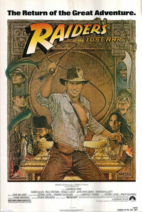 raiders of the lost ark 1982R one sheet poster folded
