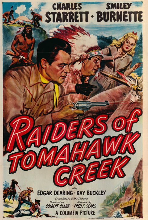 raiders of tomahawk creek 1950 one sheet poster folded