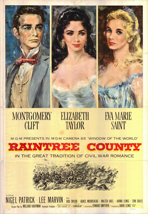 raintree county 1957 one sheet poster folded