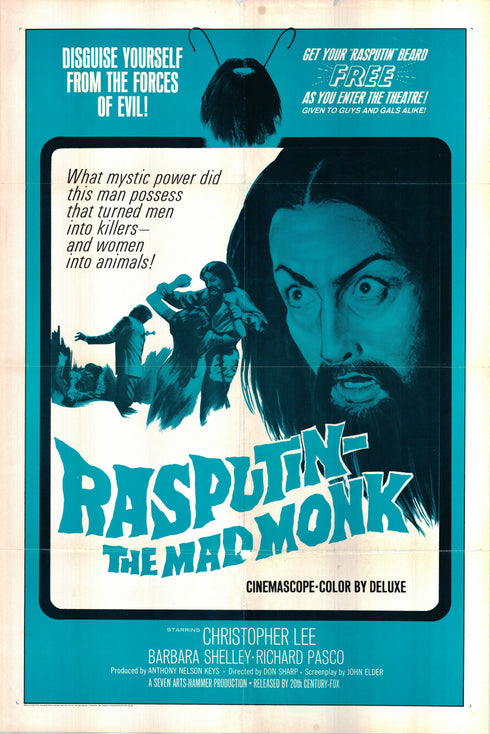 rasputin the mad monk 1966 one sheet poster folded