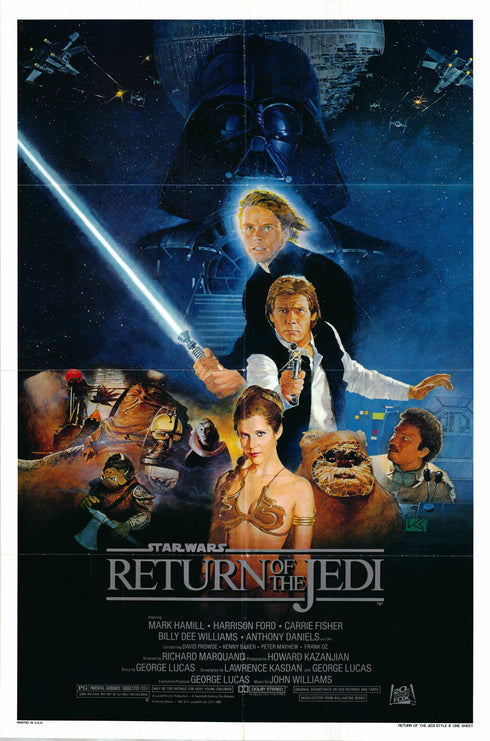 return of the jedi 1983 style b one sheet poster folded