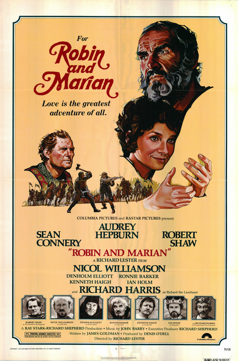robin and marian 1975 one sheet poster folded