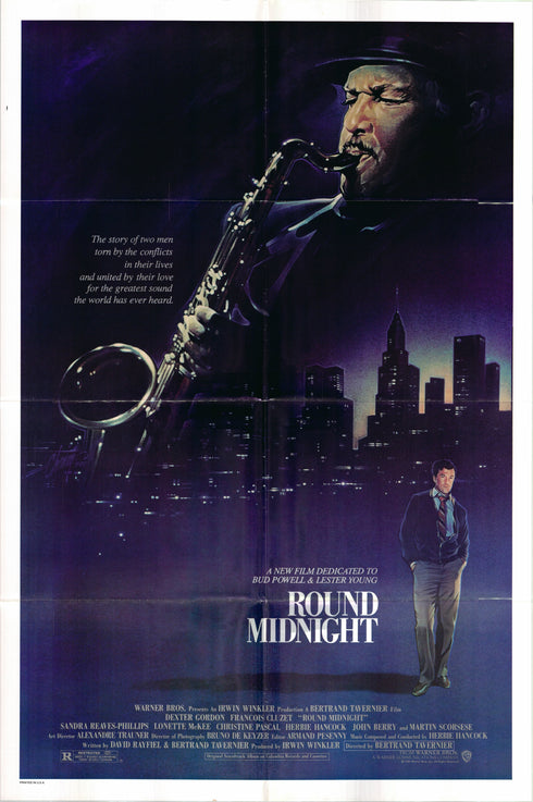 round midnight 1986 one sheet poster folded
