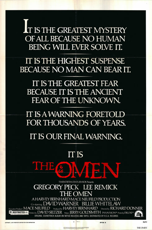 the omen 1976 style e one sheet poster folded