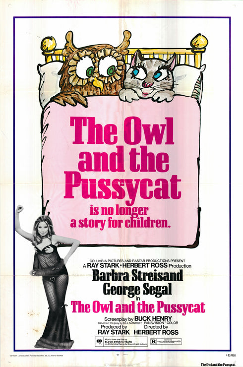 the owl and the pussycat 1973R one sheet poster folded