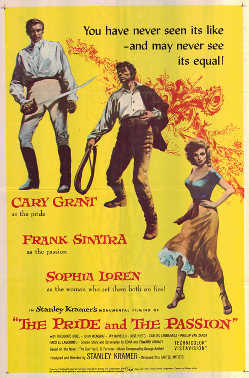the pride and the passion 1957 one sheet poster folded