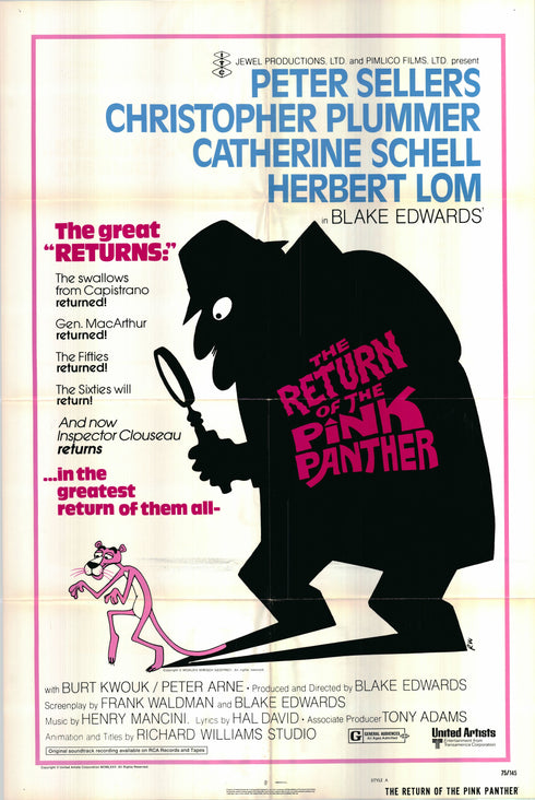 the return of the pink panther 1975 style a one sheet poster folded