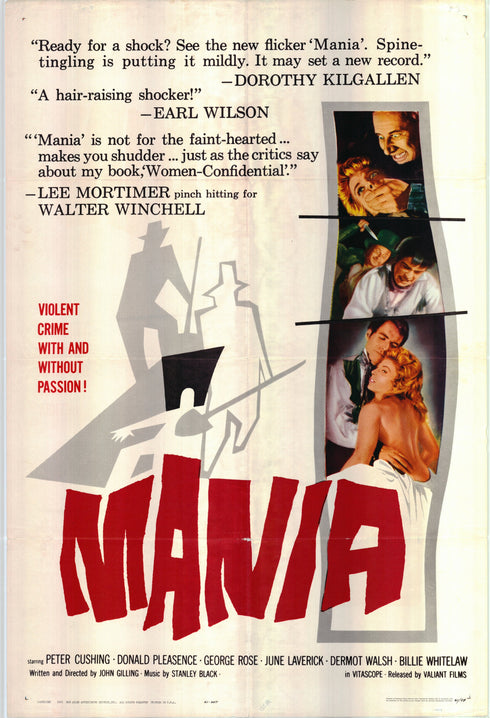 mania 1961 one sheet poster folded