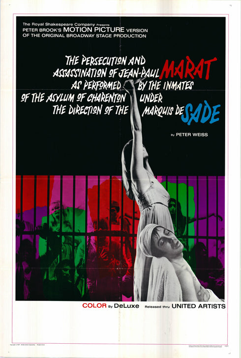 marat sade 1967 one sheet poster folded