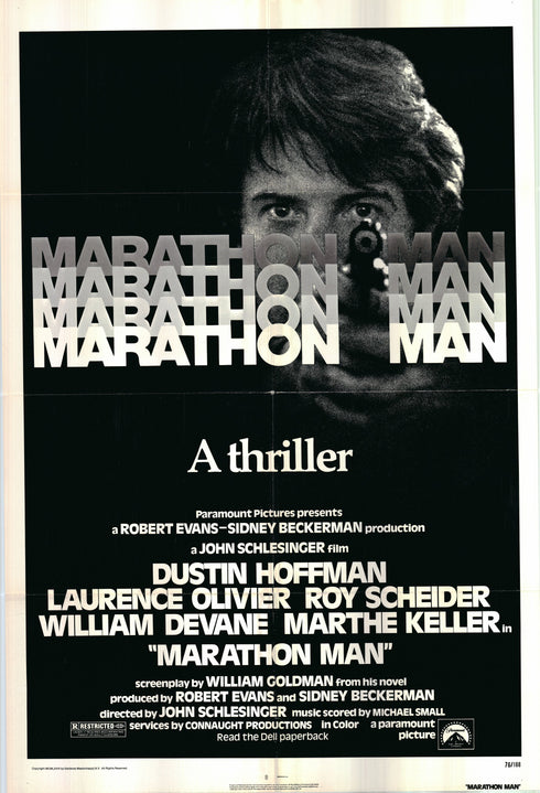 marathon man 1976 one sheet poster folded