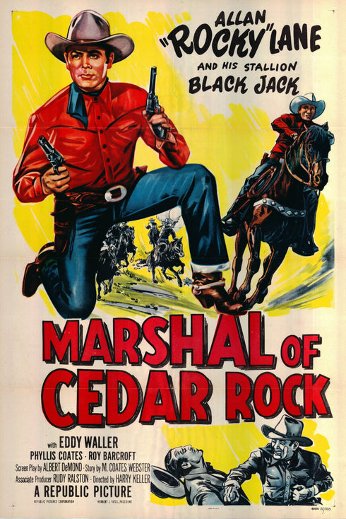 marshal of cedar rock 1952 one sheet poster folded