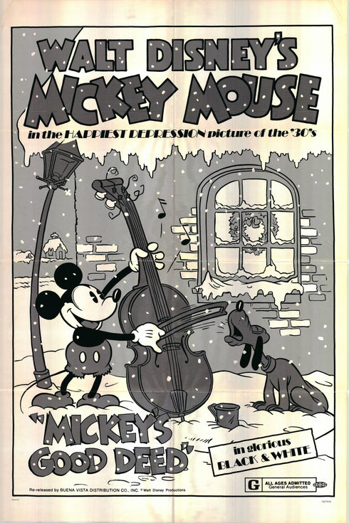 mickey's good deed 1974R one sheet poster folded