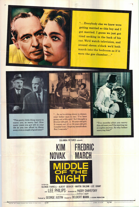 middle of the night 1959 one sheet poster folded