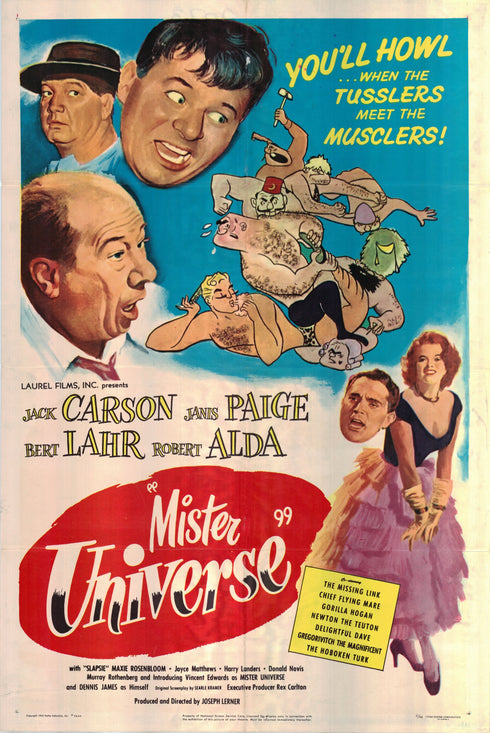 mister universe 1951 one sheet poster folded