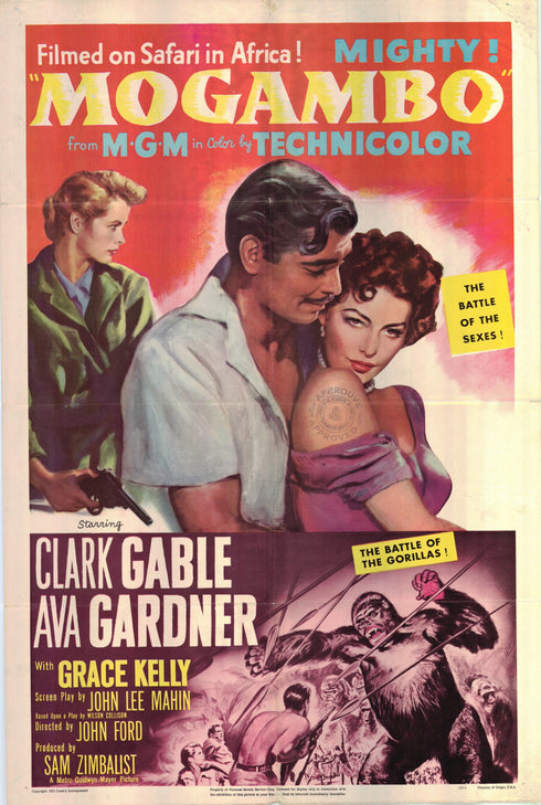 mogambo 1953 one sheet poster folded