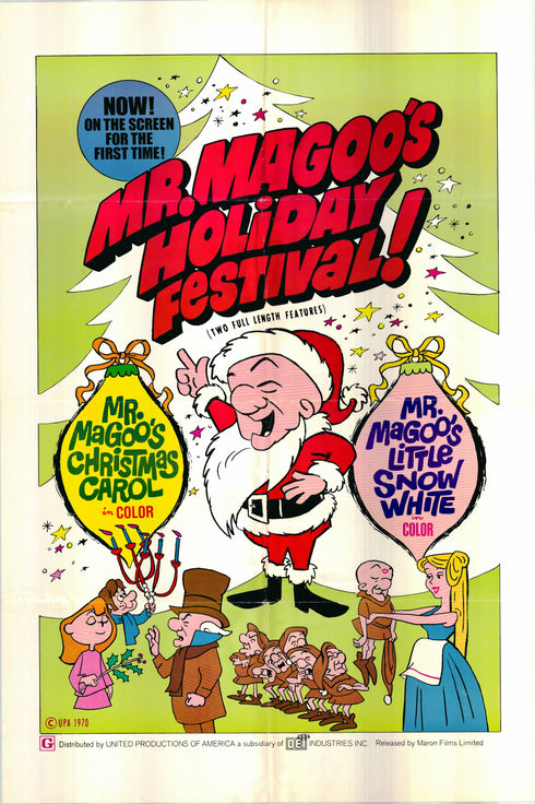 mr. magoo holiday festival 1970 one sheet poster folded