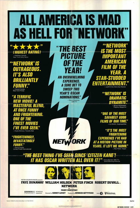 network 1976 review version one sheet poster folded