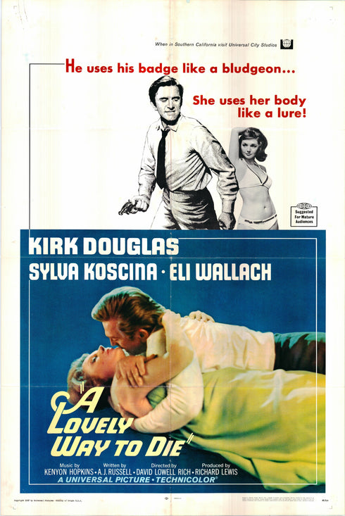 a lovely way to die 1968 one sheet poster folded
