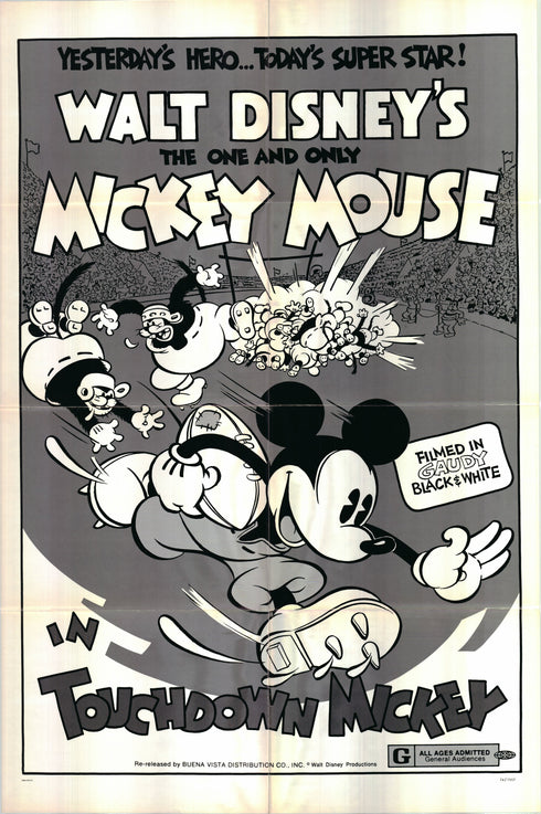 touchdown mickey 1974R one sheet poster folded