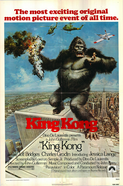 king kong 1976 one sheet poster folded