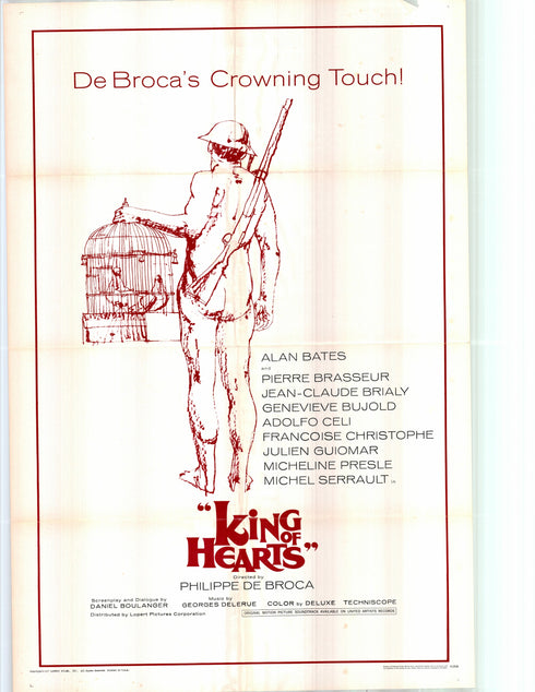 king of hearts 1967 one sheet poster folded