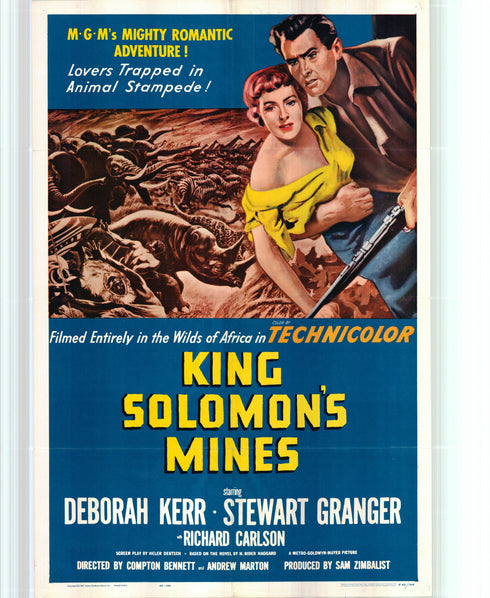 king solomon's mines 1962R one sheet poster folded
